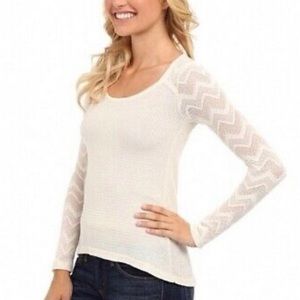 EUC Lucky Brand Thin Waffle-Knit, Long Sleeve Spring Blouse